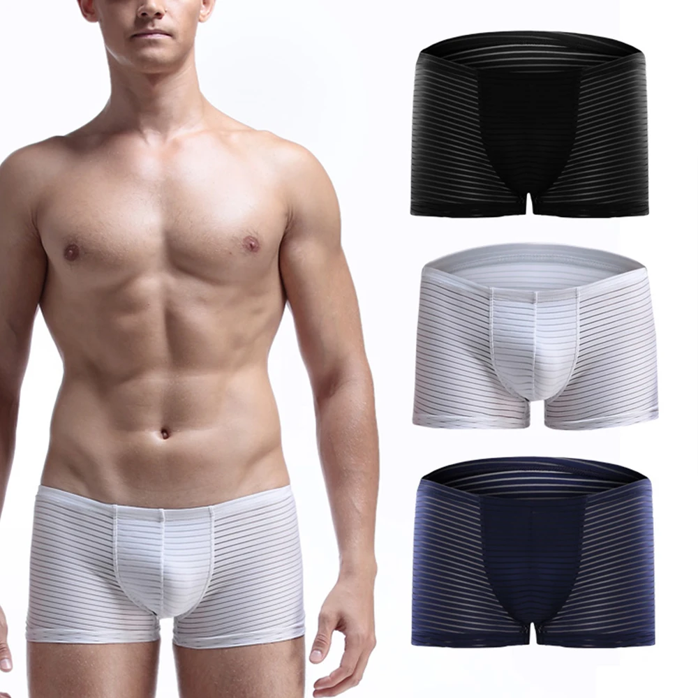 3 шт./лот Мужское нижнее белье мужские трусы-боксеры летний лед сетчатая обувь