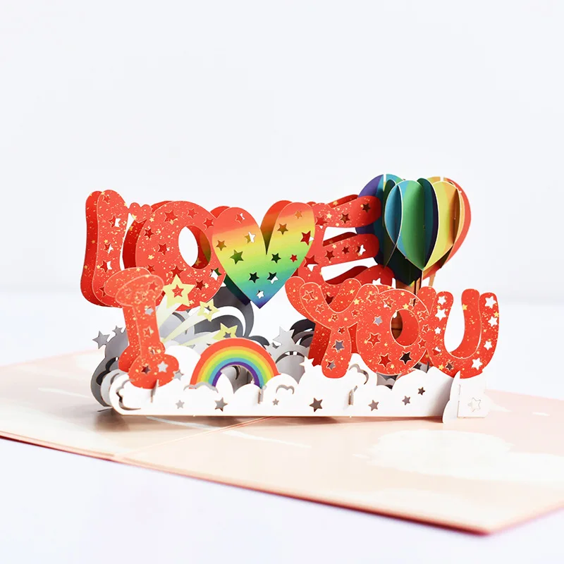 3D открытка для влюбленных на годовщину День Святого Валентина поздравительная