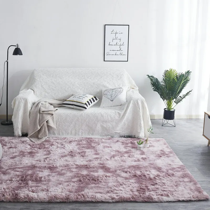 

Ins Nordic variegated gradient tie-dye carpet living room coffee table mat bedroom bedside long hair rug encryption thickening