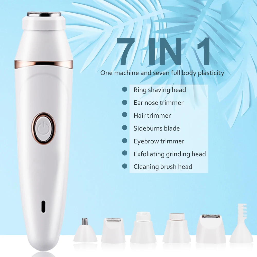 

7 In 1 Electric Razor Women Shaver Painless Hair Removal Epilator Shaving Machine Face Beard Eyebrow Nose Trimmer Body Bikini