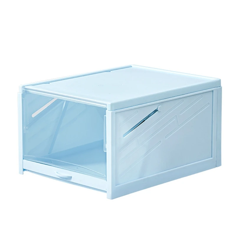 

T5EB Clear Plastic Shoe Storage Box Stackable Pull Shoe Case Organizer Container Sneaker Collection Display for Men Women