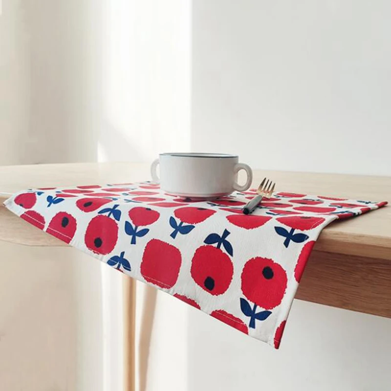 

32x42cm Nordic Style Home Used Tea Towels Cotton Fabric Printed Place Mat for Dinning Room Napkin Cute Fruit Kitchen Towels