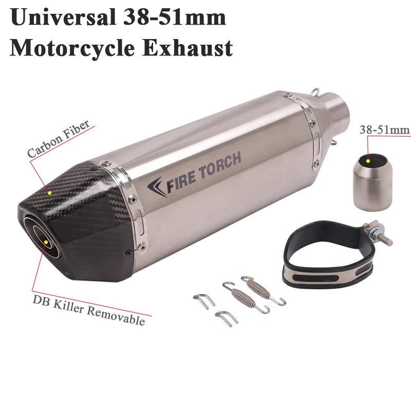 

Universal 51mm Motorcycle Exhaust Pipe Escape Modified Carbon Fiber Muffler DB Killer For ER6N XMAX300 duke 390 mp3 crf 230 mt07