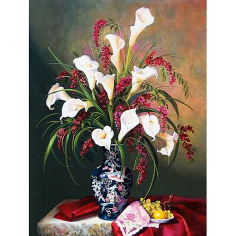 

5D DIY Diamond Painting Square/Round Diamond Flower Painting Bottle Lily Flower Beauty Picture Cross Stitch Decoration Art TX822