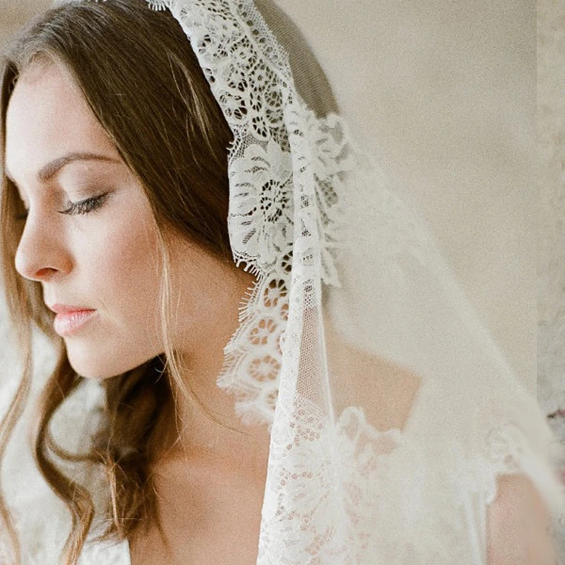 

5 M Cathedral Wedding Veils Long One Layer White Ivory Lace Appliques Wedding Accessories 2021