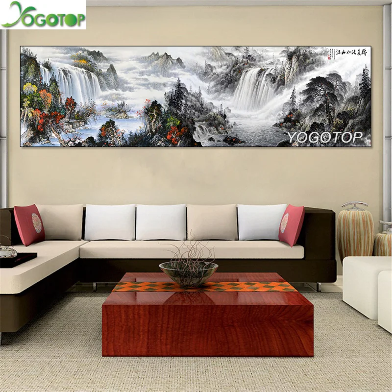 Алмазная вышивка большого размера с изображением гор воды природного ландшафта