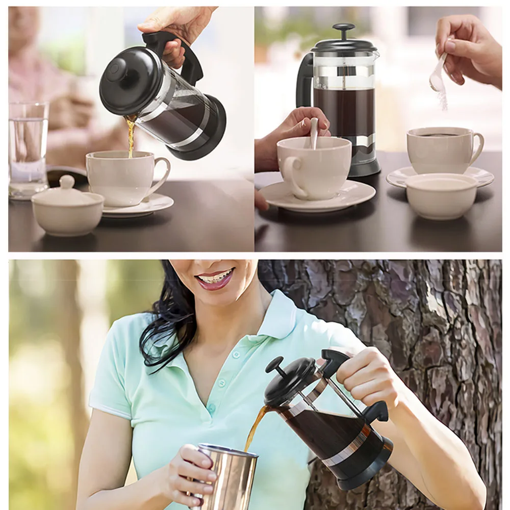 

French Press Coffee/Tea Brewer Coffee Pot Coffee Maker Kettle 1000ML Stainless Steel Glass Thermos For Coffee Drinkware