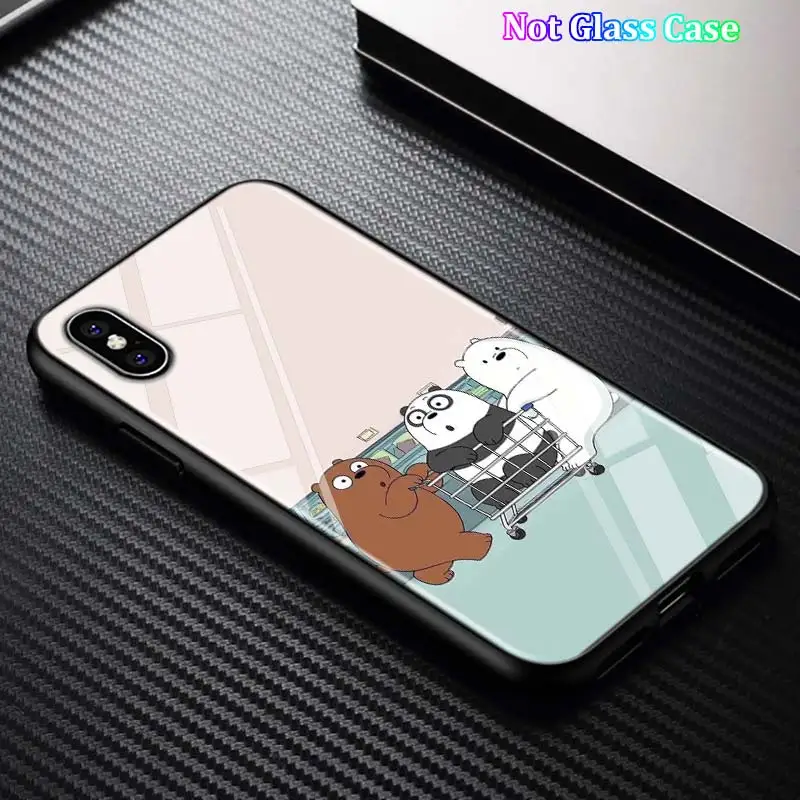 Black Cover Cute Bare Bears for iPhone 11 11Pro X XR XS Max for iPhone 8 7 6 6S Plus 5S 5 SE Glossy Phone Case