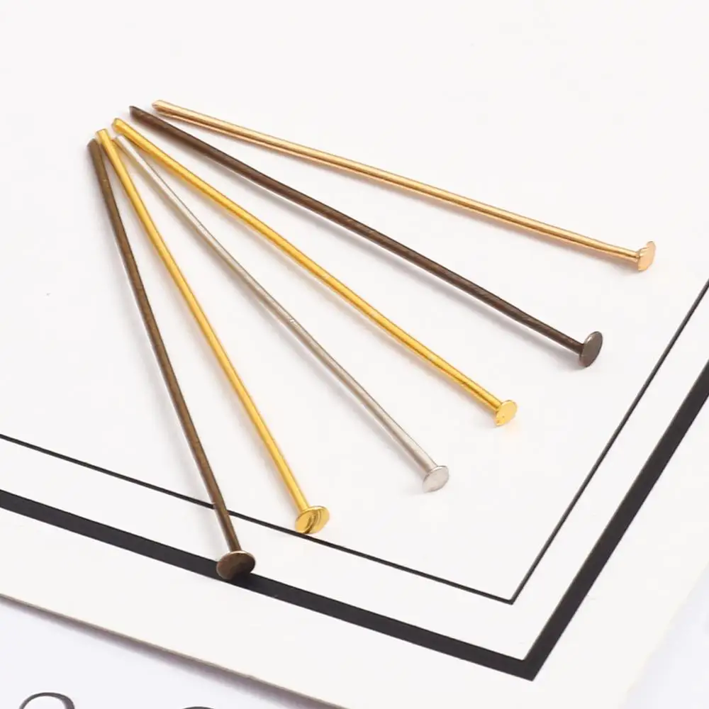 

16/20/24/30/40/45/50 mm 200pcs/bag Flat Head Pins Gold/Silver/Copper/Rhodium Headpins For Jewelry Findings Making DIY Supplies