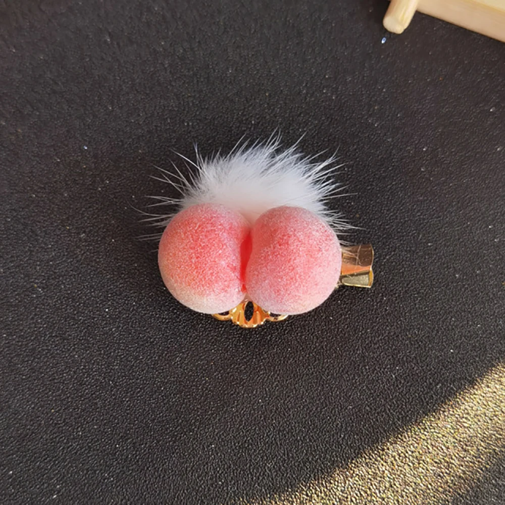 

Cute Ancient style hairball Foam peach hairpin Fashion Kid Hair Clips Fruit children's Fairy ancient costume Hanfu