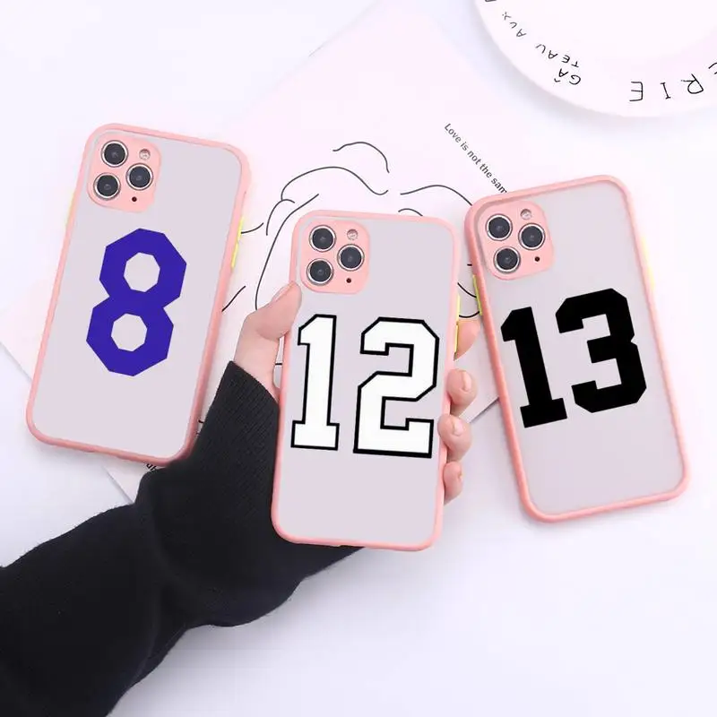 

Basketball Clothing Number Phone Case Transparent Matte For IPhone 7 8 11 12 S Mini Pro X XS XR MAX Plus Cover Shell