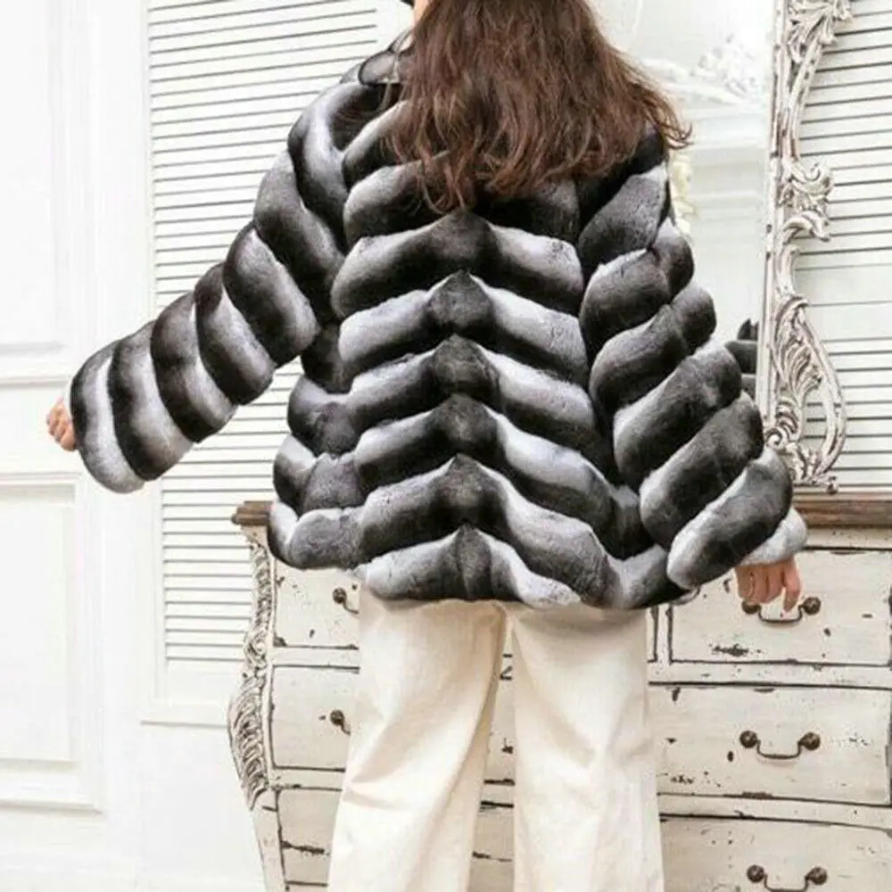 Natural Rex Rabbit Fur Jacket 2022 Winter New Chinchilla Color Genuine Rex Rabbit Fur Coats Outwear Woman Trendy Fur Overcoats