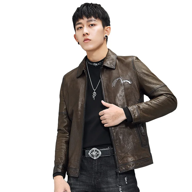 

Мужская одежда, куртка-бомбер, мужская одежда на молнии, Мужская одежда, Натуральная овечья кожа, мотоциклетная куртка