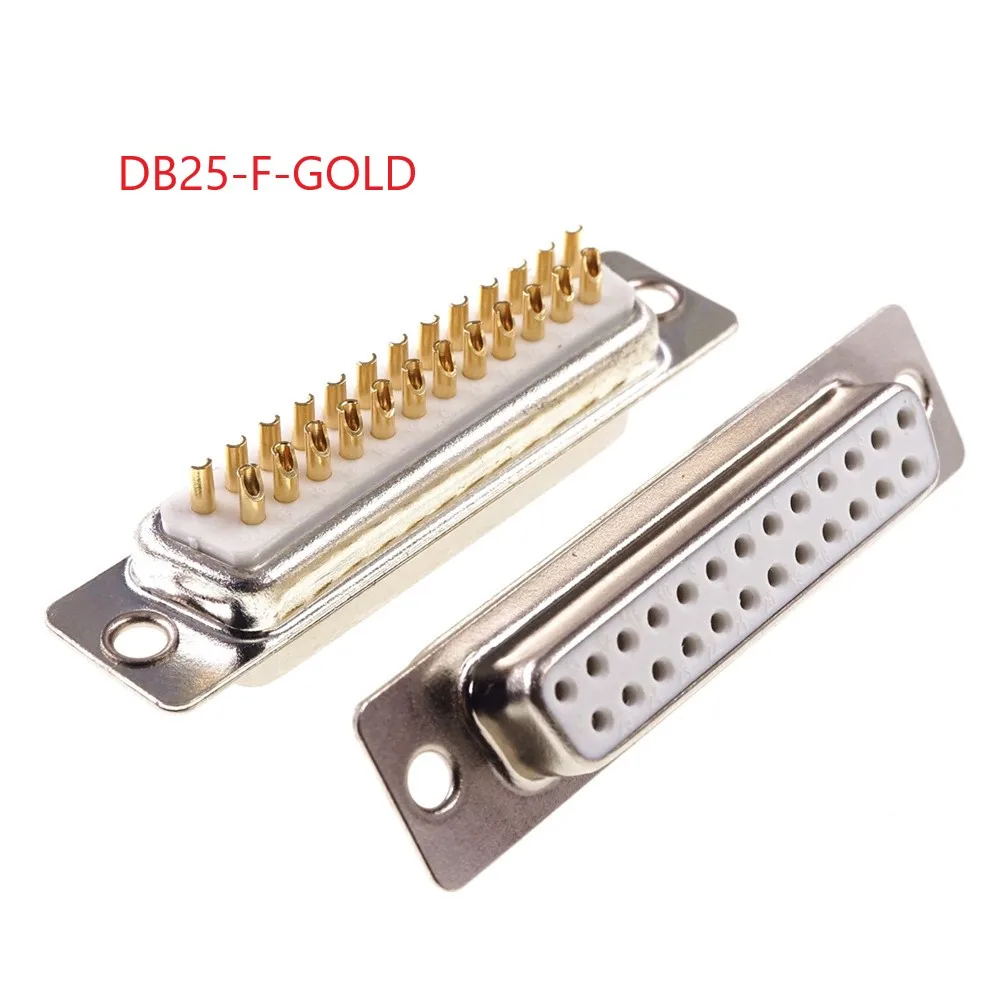 

10Pcs D-SUB Connector 25 Position Receptacle Socket Solder Wire Type Parallel Port Connector 25 Pin Gold Machined Pins 2 Row