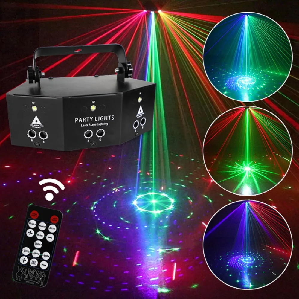 9 /15 Eyes Laser Stage Projector Cornhole Lights Party Music Strobe Lights Effect Lamp Professional RGB DMX Disco Light DJ Lamp