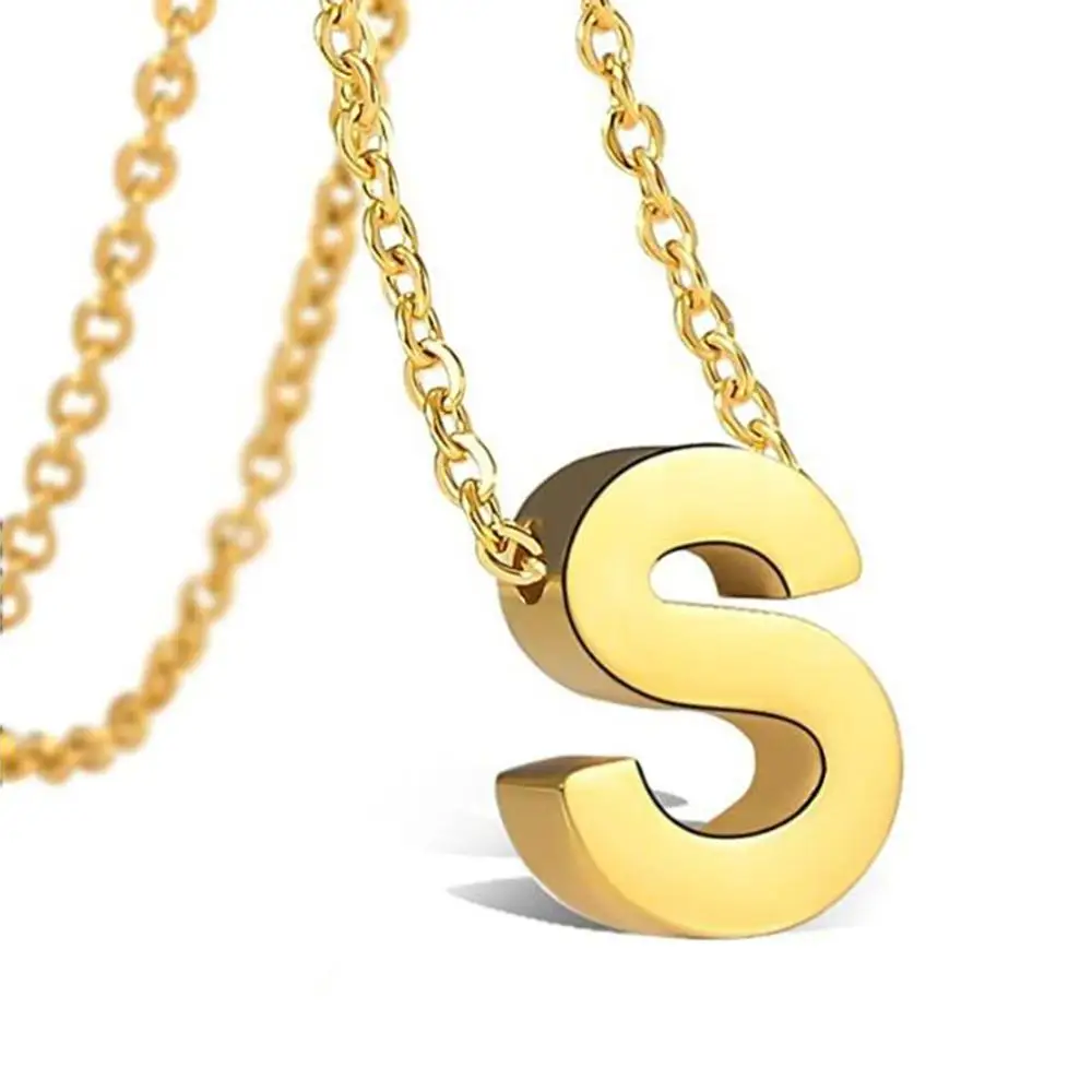 Ожерелье с маленькими буквами инициала для женщин подвеска из нержавеющей стали
