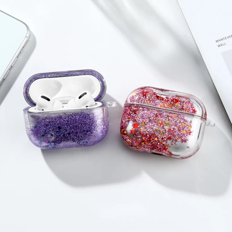 Чехол для Airpods Pro Liquid Quicksand Жесткий из поликарбоната apple airpods 3 2 1 аксессуары