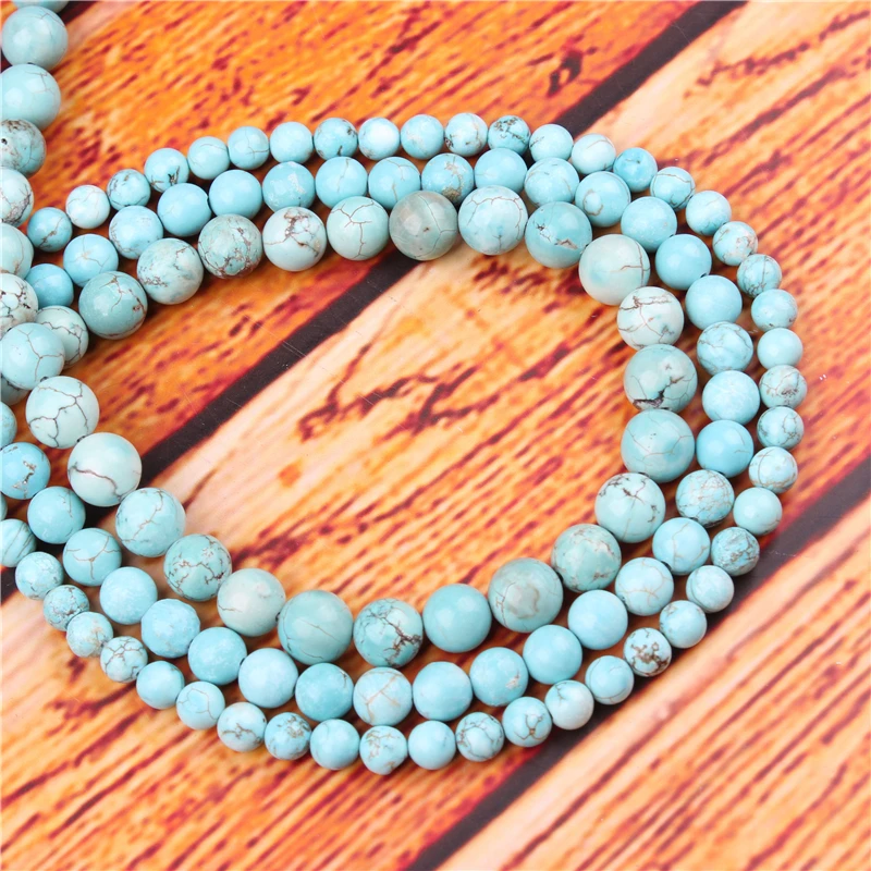 

Blue Pine Natural Stone Bead Round Loose Spaced Beads 15 Inch Strand 4/6/8/10/12mm For Jewelry Making DIY Bracelet