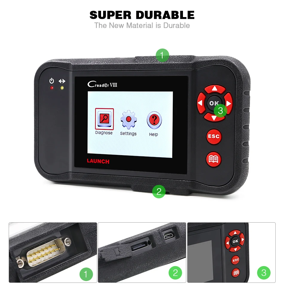 

Launch x431 obd2 Creader VIII code reader scanner Car Engine ABS SRS Airbag AT diagnostic tool with 3 reset function free update