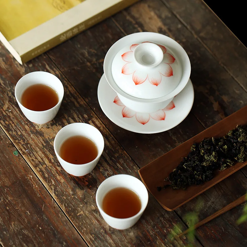 Новые чаши из белого фарфора ручной росписи с тремя талантами большие китайские