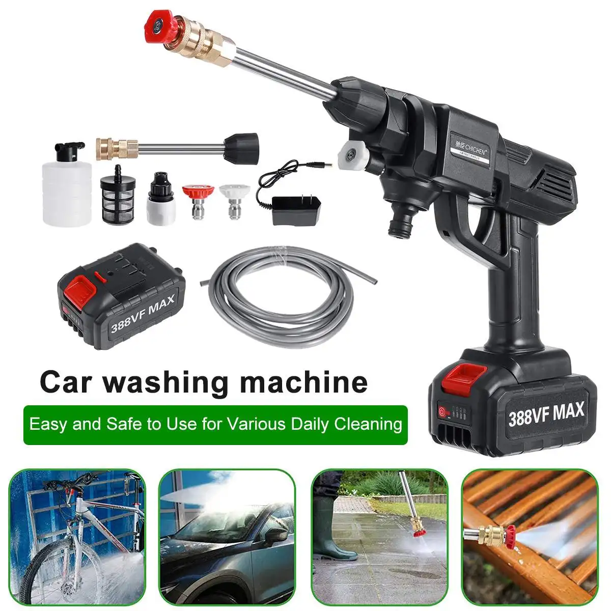 

388VF Wireless Car Washer High Pressure Car Wash Water Gun Portable High Pressure Washer Foam for Makita Battery