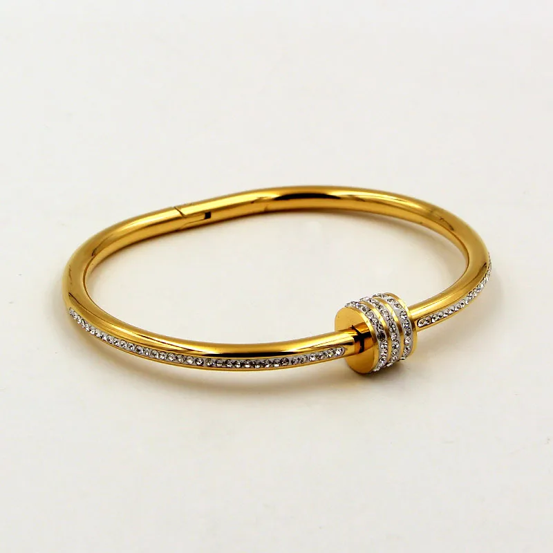 Модное розовое золото цвет цилиндр с тремя рядами грязи Кристалл браслет из