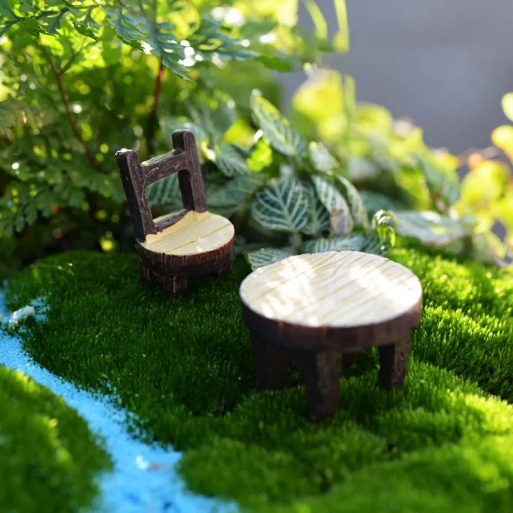 DIY Материал мох микро пейзаж украшения для суккулентов круглые столы и стулья