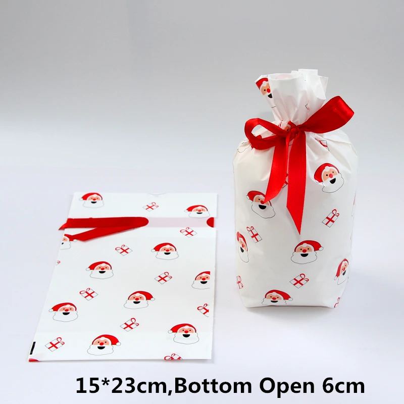 White 15x23cm 5/10 шт. Веселый Рождественский подарок сумки с рождественскими конфетами, шоколадное печенье сумки Санта Клаус елка Упакованные мешоки с год - Цвет: White 15x23cm