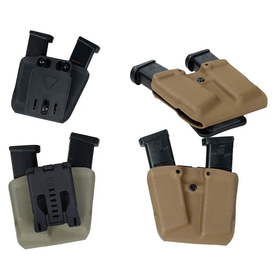 Tactical Belt Clip Mount 0305 Kydex Double Mag Pouch Holster for G17 BK/DE/KH