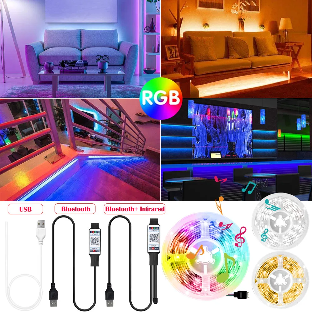 Цветная (RGB) 5050 USB СВЕТОДИОДНЫЙ светильник полоски Bluetooth инфракрасный контроллер