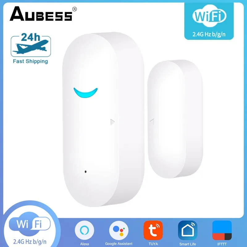 

Смарт-датчик двери Tuya с Wi-Fi, 2,4 ГГц, детекторы открытия/закрытия, датчик сигнализации для умного дома, работает с Alexa Google Home