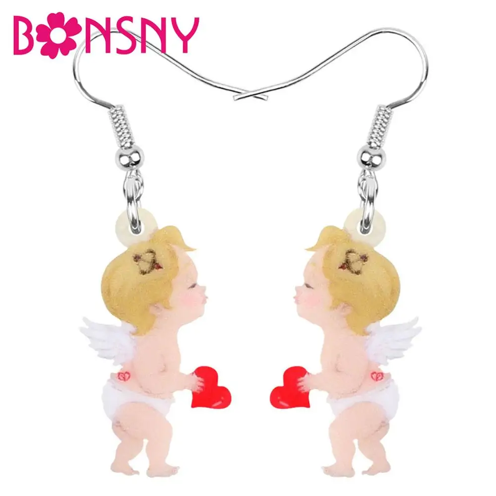 Bonsny акриловые серьги-подвески в форме капли на День святого Валентина ангела