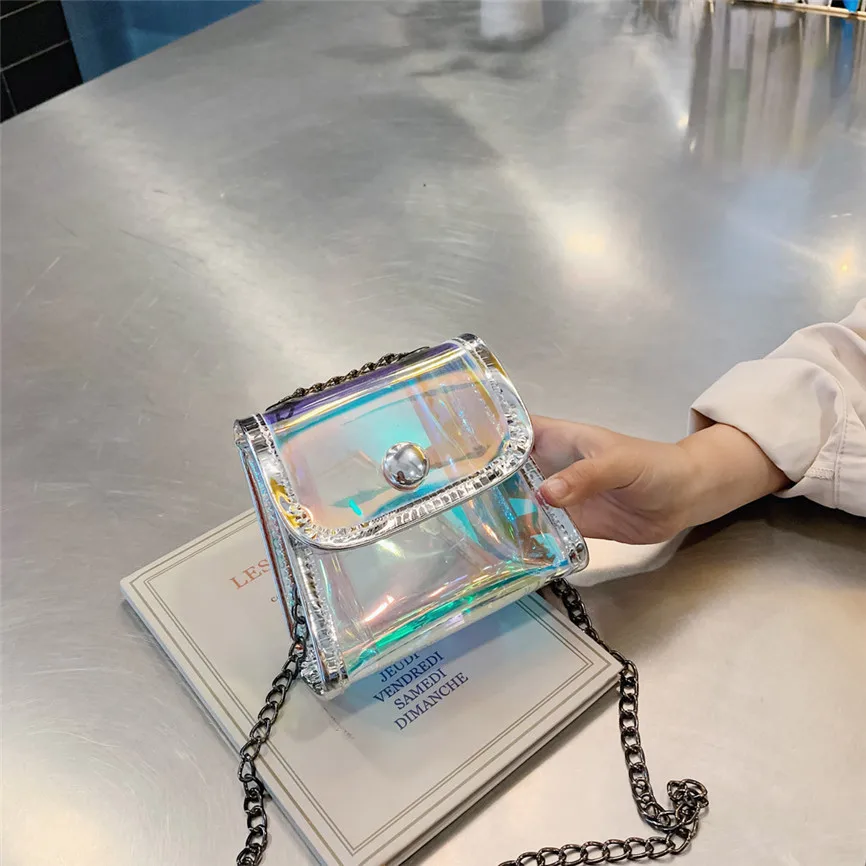 Роскошная детская прозрачная сумка через плечо с цепочкой кошелек для монет