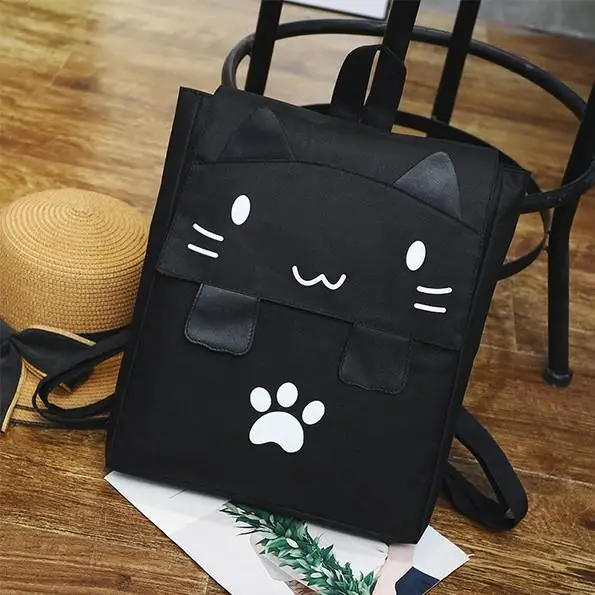 Нейлоновый рюкзак с принтом кота Kawaii большая сумка повседневный женский