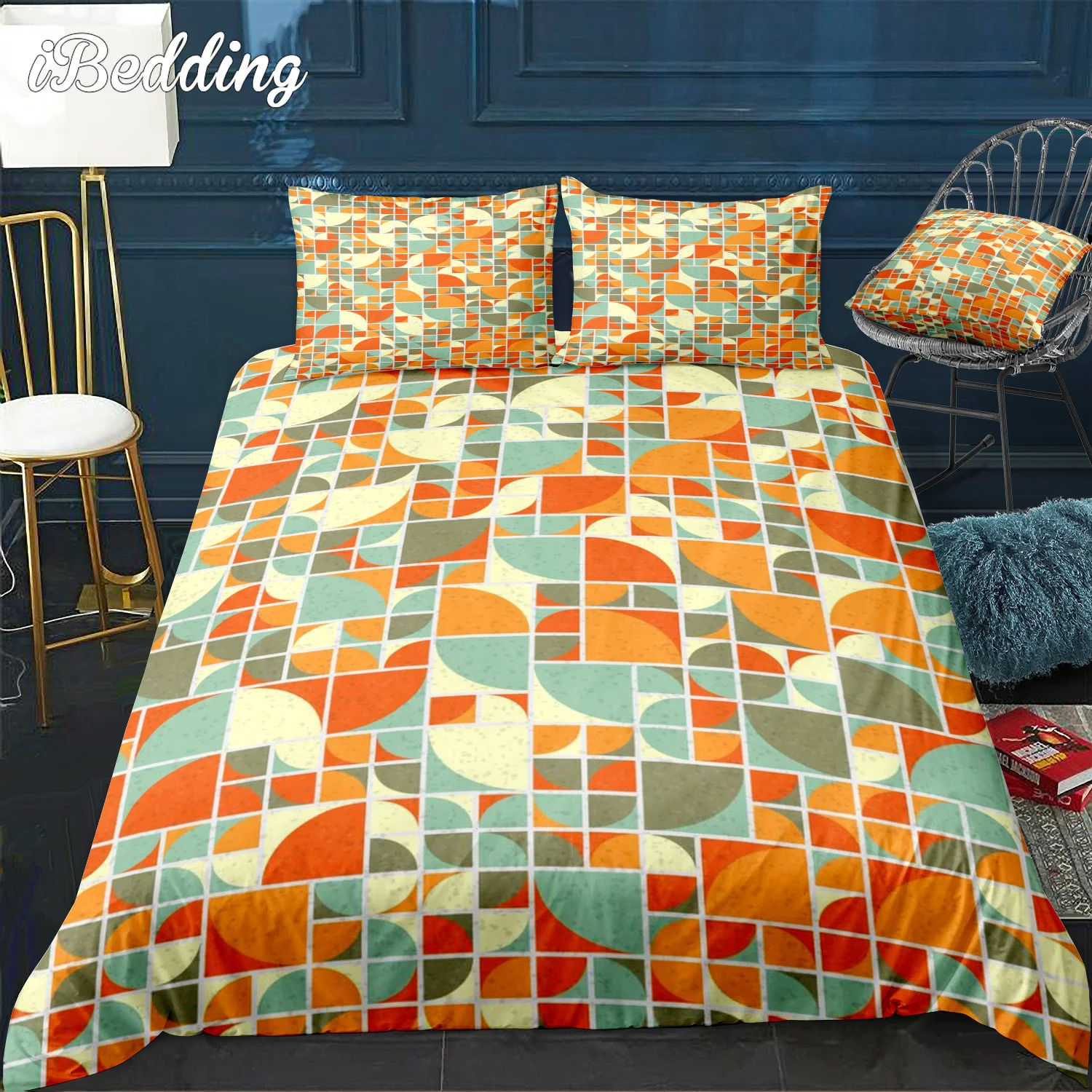 

Abstract Geometric Pattern Bedding Set Plaid Duvet Cover with Pillowcase 2/3Pcs Bedroom Decor Size Twin Full Queen King