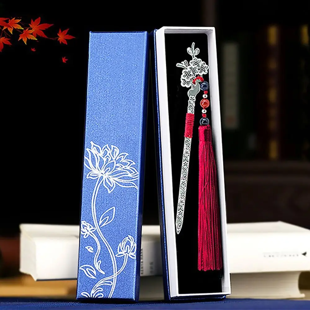 

1pc Chinese Style Tassels Beads Bookmark for Book Vintage Metal Book Page Mark Creative Gift Students Stationery Office Supplies