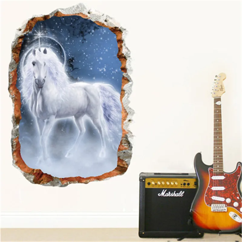 3D единорог наклейки на стену домашний Декор Наклейки для декора комнаты спальни