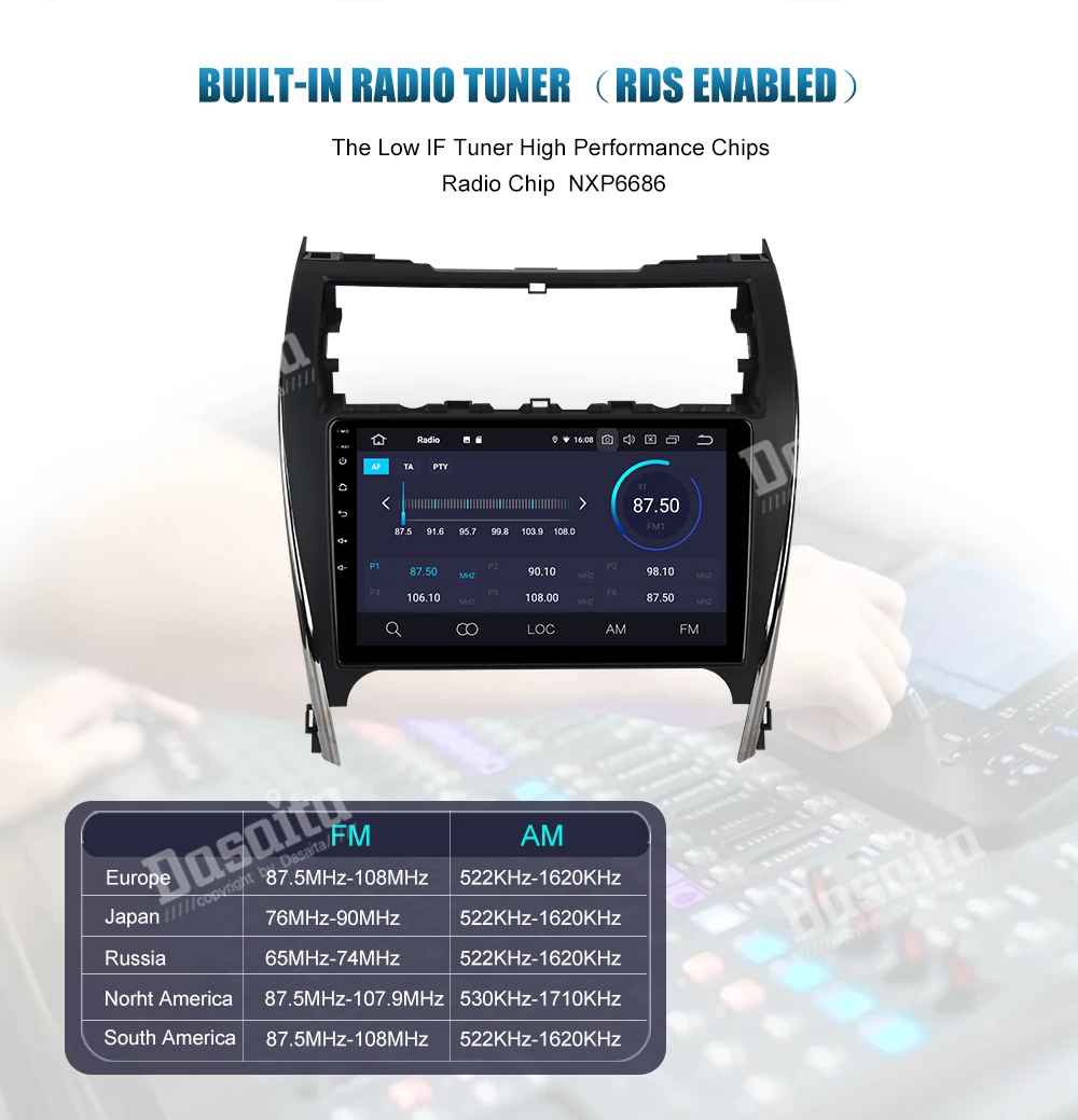 Dasaita 10," Android 9,0 Автомобильный gps плеер Navi для Toyota Camry 2012- США и средний восток версия с 2G+ 16G четырехъядерный стерео радио
