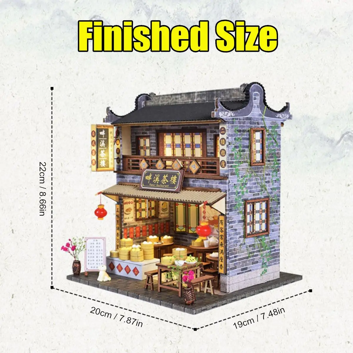 

Chinese Teahouse Building Model Puzzle Toy DIY Miniature Dollhouse Kit Handmade for doll accessory model Building kits toys