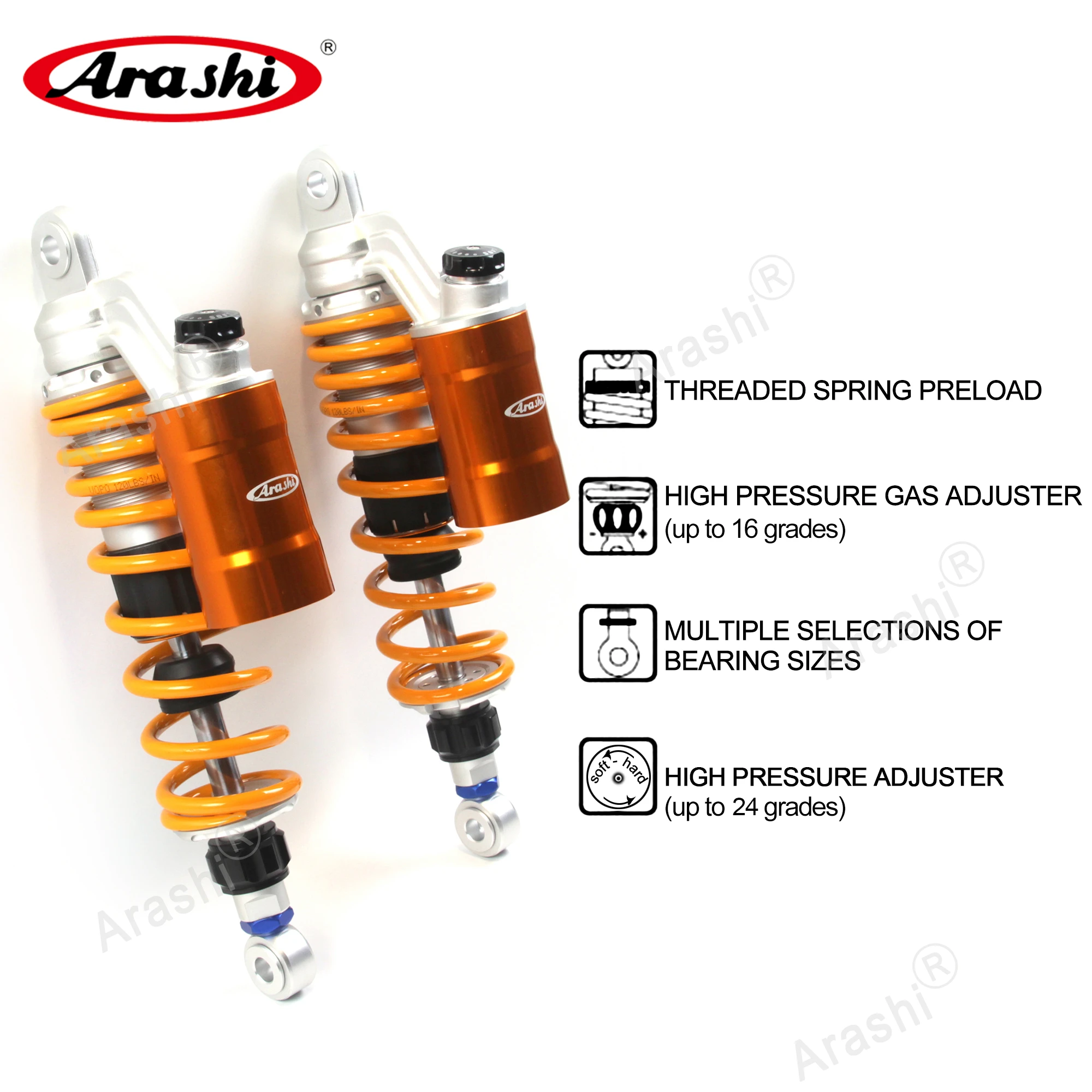 

Arashi 360mm Rear Suspension Shocks Absorber For INDIAN Bobber Twin Street Vintage Bikes Motorcycle Nitrogen Air Shock