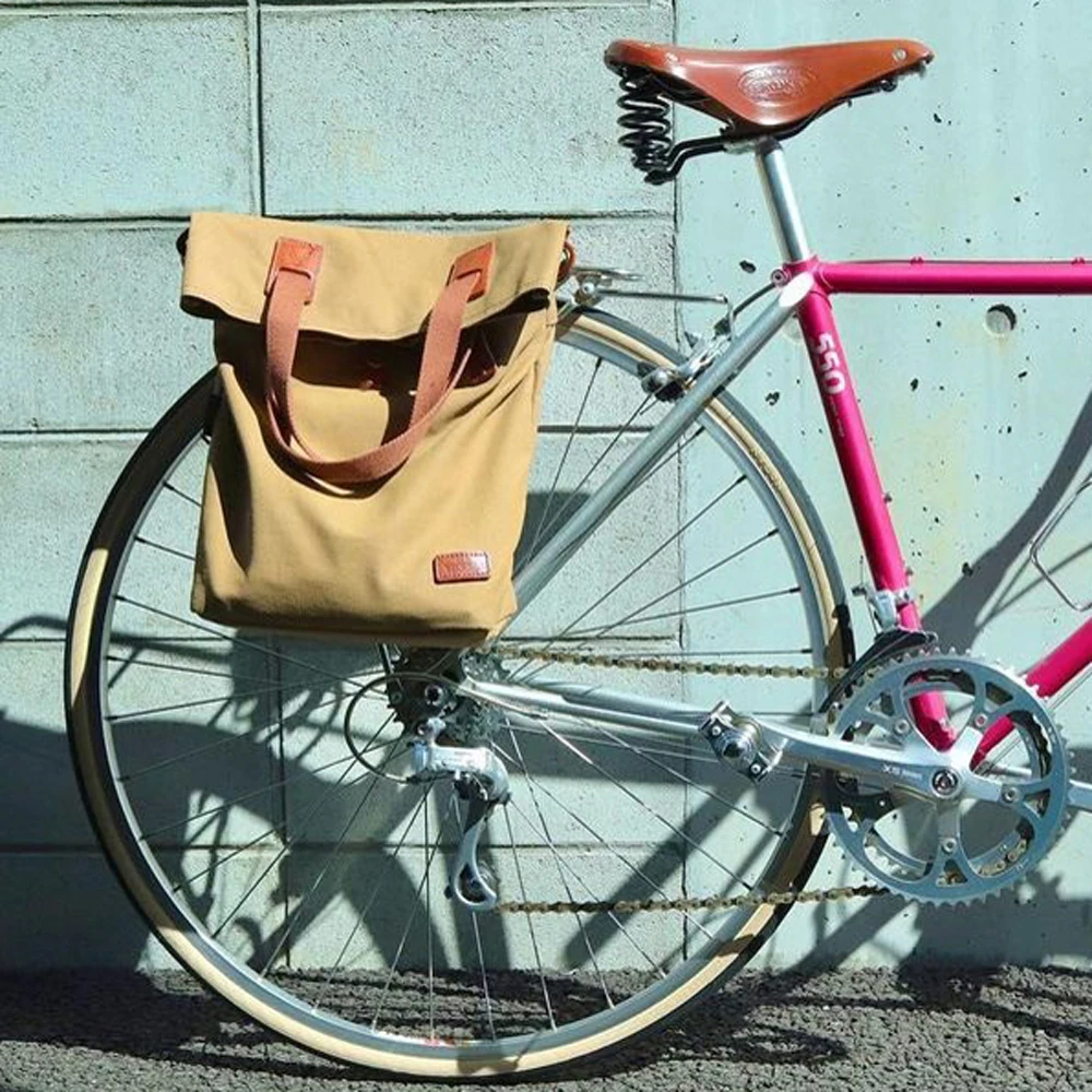 Pouch Bike Rear Seat Carrier Bag Brown Cycling Pannier Bags Pack Urban Tote Water Repellent