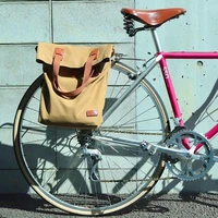 tourbon retro waxed canvas bicycle pouch bike rear seat carrier bag brown cycling pannier bags pack urban tote water repellent