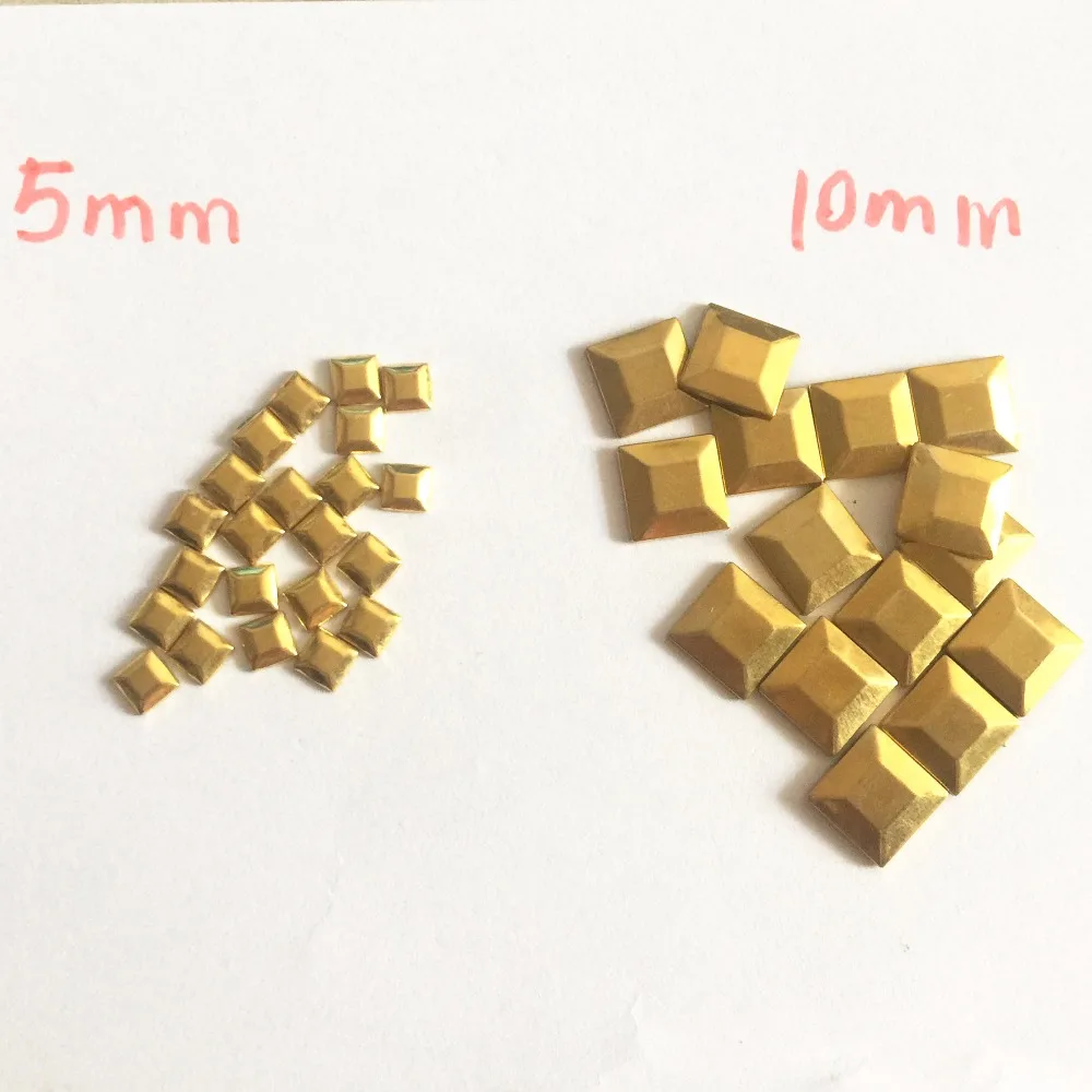 Квадратные стразы горячей фиксации 5*5 мм/10 мм * 10 200 шт./лот золотые пирамиды Панк Шпильки и Шипы DIY для