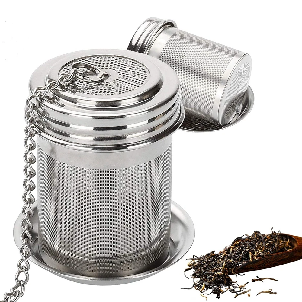 Tea Infuser Extra Fine Mesh Tea Infuser Threaded Connection 18/8 Stainless Steel with Extended Chain Hook to Brew Loose Leaf Tea