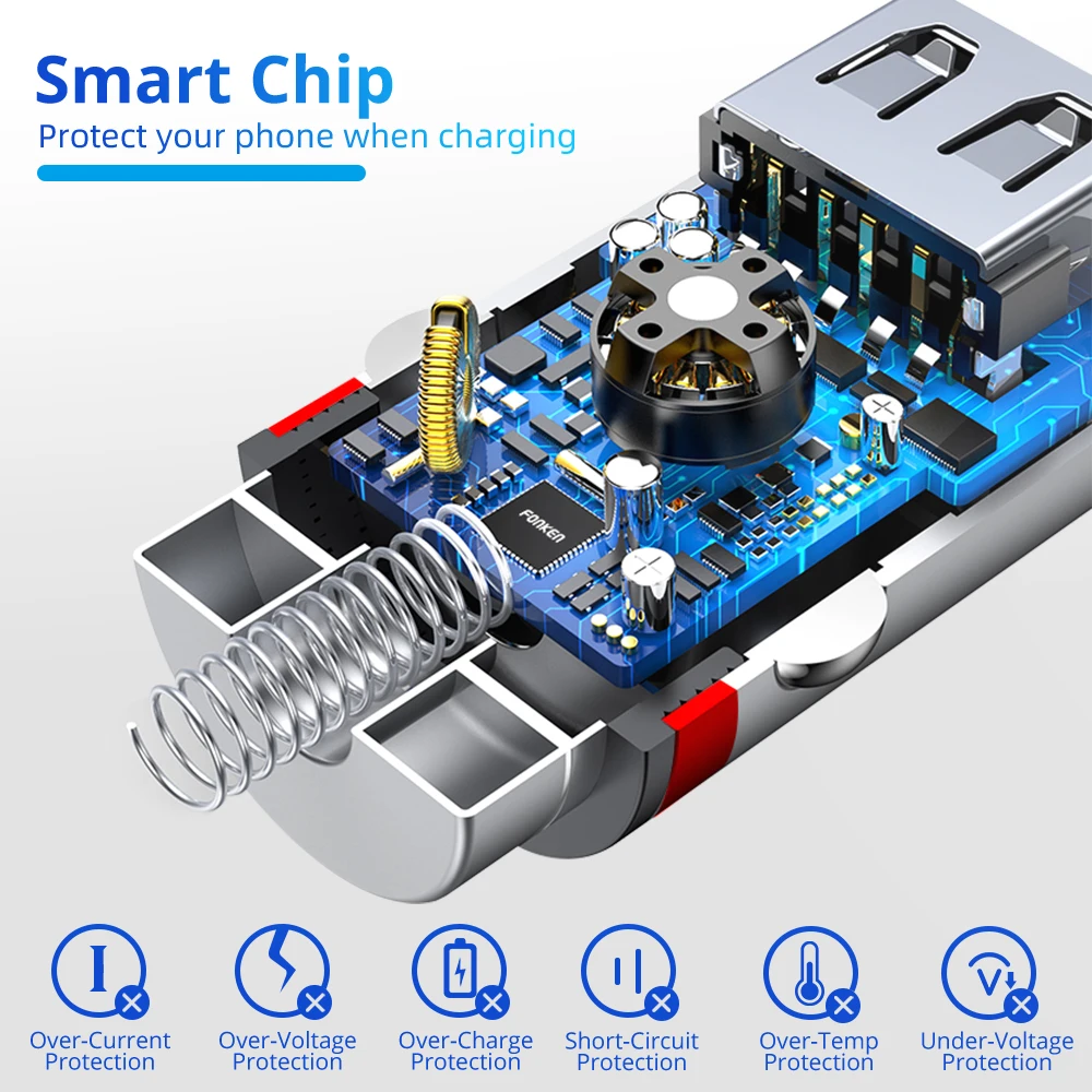 FONKEN 5V 3.1A USB Автомобильное зарядное устройство 2A для мобильный телефон адаптер 2