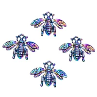 10pcs alloy bee honeybee charms pendant accessory rainbow color for jewelry making necklace earring metal bulk wholesale