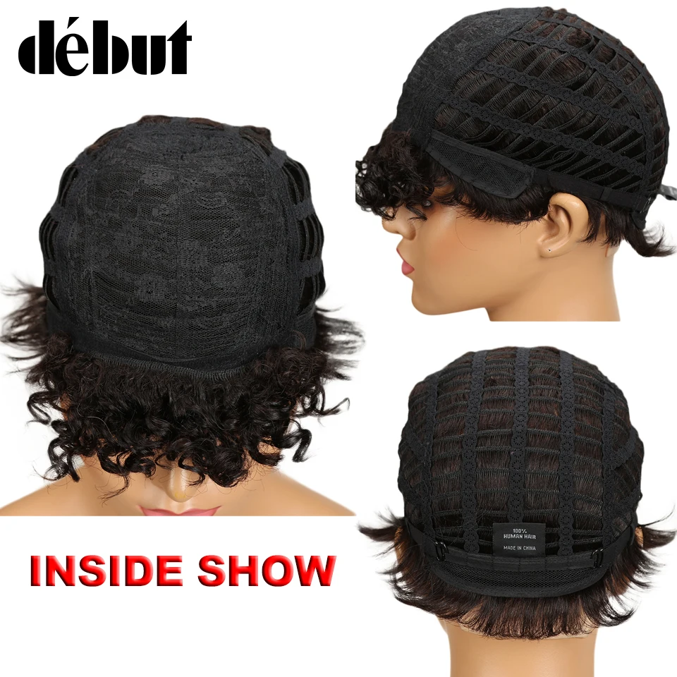 Дебюта парики для чернокожих Для женщин короткие из человеческих волос эффектом