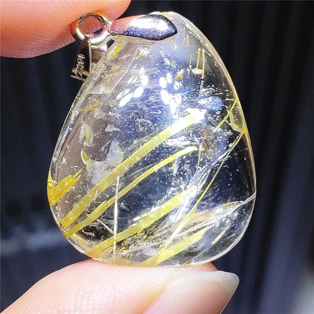 

Из натуральной Золотой рутиловый кварц драгоценный кулон из Бразилии 24x20x10 мм прозрачный в форме капли воды из бисера ожерелье ювелирные из...