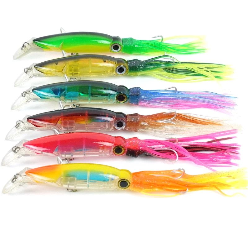 

HiUmi 1 piece of 14cm 40g squid bait Meinong bait hard 1/0# hook fishing tackle bait 3D eyes top quality