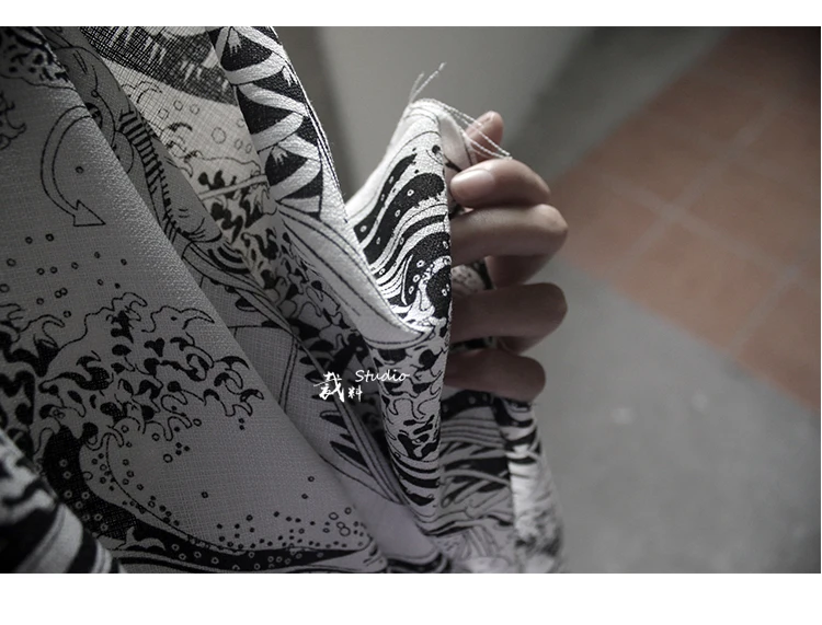 Хлопчатобумажная и льняная ткань с рисунком рыбы тканевая занавеска в японском